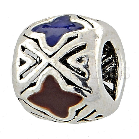 Dije Love Link 05.184.0013 Plata Rodinada, Diseño de Flor, Esmaltado, Rodinado