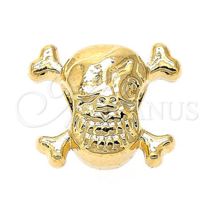 Dije Love Link 05.179.0049 Oro Laminado, Diseño de Calavera, Pulido, Tono Dorado