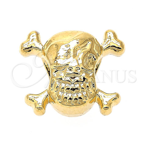 Dije Love Link 05.179.0049 Oro Laminado, Diseño de Calavera, Pulido, Tono Dorado