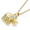 Dije Elegante 05.178.0003 Oro Laminado, Diseño de Elefante, Pulido, Tono Dorado