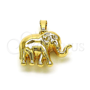 Dije Elegante 05.178.0003 Oro Laminado, Diseño de Elefante, Pulido, Tono Dorado