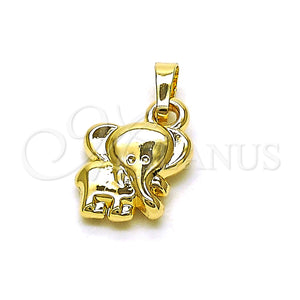 Dije Elegante 05.178.0004 Oro Laminado, Diseño de Elefante, Pulido, Tono Dorado