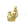 Dije Elegante 05.178.0004 Oro Laminado, Diseño de Elefante, Pulido, Tono Dorado