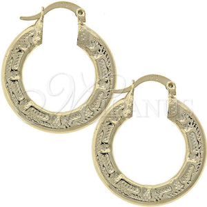 Argolla Pequeña 02.163.0007 Oro Laminado, Diseño de Llave Griega, Diamantado, Tono Dorado