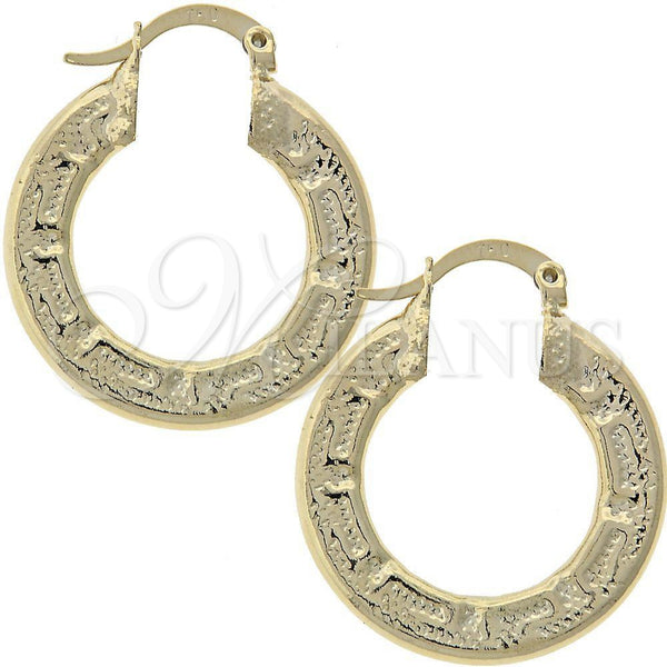 Argolla Pequeña 02.163.0007 Oro Laminado, Diseño de Llave Griega, Diamantado, Tono Dorado