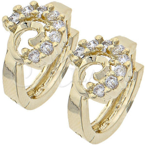 Argolla Huggie 02.165.0052 Oro Laminado, con Blanca Zirconia Cubica, Pulido, Tono Dorado