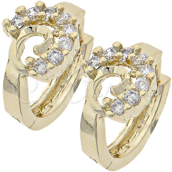 Argolla Huggie 02.165.0052 Oro Laminado, con Blanca Zirconia Cubica, Pulido, Tono Dorado