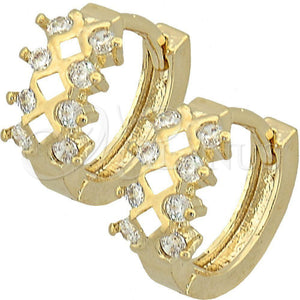 Argolla Huggie 02.165.0062 Oro Laminado, con Blanca Zirconia Cubica, Pulido, Tono Dorado