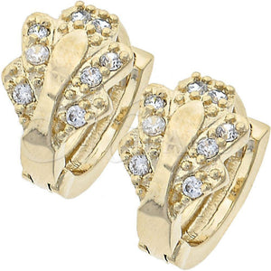 Argolla Huggie 02.165.0057 Oro Laminado, Diseño de Mariposa, con Blanca Zirconia Cubica, Pulido, Tono Dorado