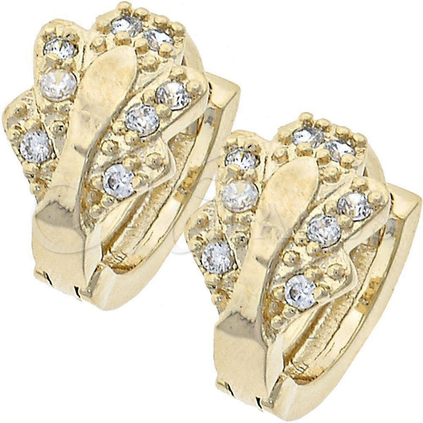 Argolla Huggie 02.165.0057 Oro Laminado, Diseño de Mariposa, con Blanca Zirconia Cubica, Pulido, Tono Dorado