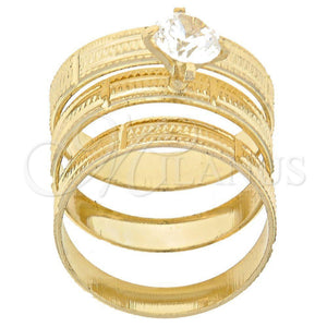 Anillo de Boda 5.164.001.05 Oro Laminado, Diseño de Triple, con Blanca Zirconia Cubica, Diamantado, Tono Dorado (Size 5)