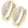 Argolla Huggie 02.165.0046 Oro Laminado, Diseño de Oja, con Blanca Zirconia Cubica, Pulido, Tono Dorado