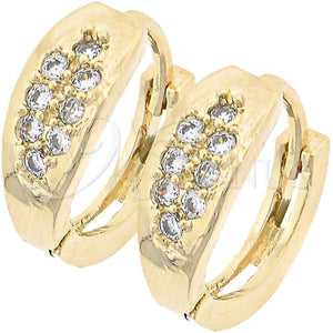 Argolla Huggie 02.165.0048 Oro Laminado, con Blanca Zirconia Cubica, Pulido, Tono Dorado