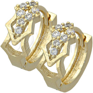 Argolla Huggie 02.165.0069 Oro Laminado, con Blanca Zirconia Cubica, Pulido, Tono Dorado