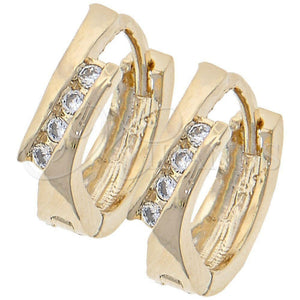 Argolla Huggie 02.165.0070 Oro Laminado, con Blanca Cristal, Pulido, Tono Dorado