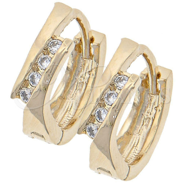 Argolla Huggie 02.165.0070 Oro Laminado, con Blanca Cristal, Pulido, Tono Dorado