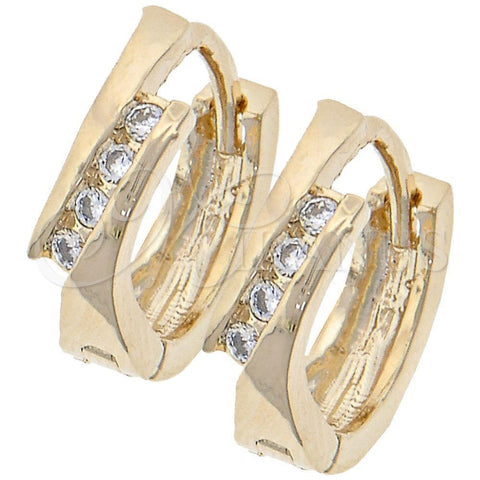 Argolla Huggie 02.165.0070 Oro Laminado, con Blanca Cristal, Pulido, Tono Dorado