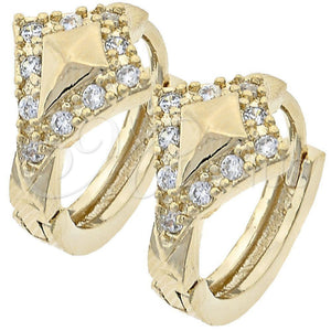 Argolla Huggie 02.165.0058 Oro Laminado, con Blanca Micro Pave, Diamantado, Tono Dorado