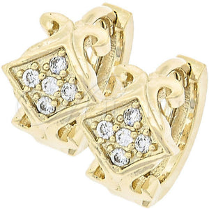 Argolla Huggie 02.165.0059 Oro Laminado, con Blanca Micro Pave, Pulido, Tono Dorado