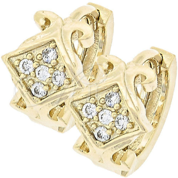 Argolla Huggie 02.165.0059 Oro Laminado, con Blanca Micro Pave, Pulido, Tono Dorado