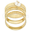 Anillo de Boda 5.164.001.06 Oro Laminado, Diseño de Triple, con Blanca Zirconia Cubica, Diamantado, Tono Dorado (Size 6)