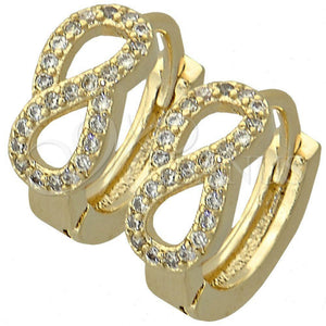 Argolla Huggie 02.122.0040 Oro Laminado, Diseño de Nudo, con Blanca Micro Pave, Pulido, Tono Dorado