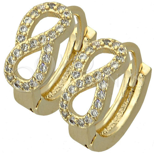 Argolla Huggie 02.122.0040 Oro Laminado, Diseño de Nudo, con Blanca Micro Pave, Pulido, Tono Dorado