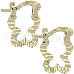 Argola de Niño 02.164.0019 Oro Laminado, Diseño de Mariposa, Diamantado, Tono Dorado
