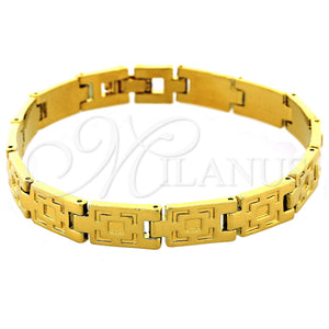 Pulsera Solida 03.102.0015 Oro Laminado, Diamantado, Tono Dorado (06 MM Thickness, 8 Inches Length)