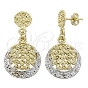 Arete Colgante 02.55.0011 Oro Laminado, Diamantado, Dos Tonos