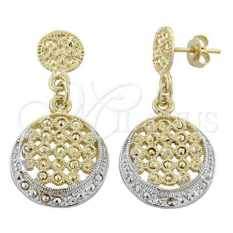 Arete Colgante 02.55.0011 Oro Laminado, Diamantado, Dos Tonos