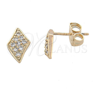 Arete Dormilona 02.26.0119 Oro Laminado, con Blanca Cristal, Pulido, Tono Rosado