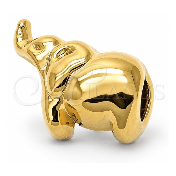 Dije Love Link 05.179.0006 Oro Laminado, Diseño de Elefante, Pulido, Tono Dorado