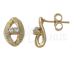 Arete Dormilona 02.26.0123 Oro Laminado, con Blanca Zirconia Cubica, Diamantado, Tono Dorado