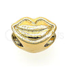 Dije Love Link 05.179.0015 Oro Laminado, Diseño de Labios, Pulido, Tono Dorado