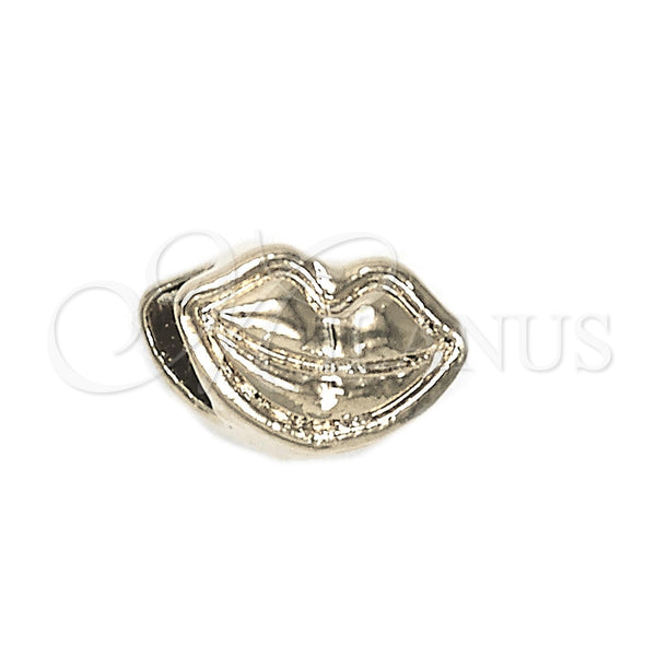 Dije Love Link 05.179.0015 Oro Laminado, Diseño de Labios, Pulido, Tono Dorado
