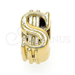 Dije Love Link 05.179.0019 Oro Laminado, Diseño de Dinero, Pulido, Tono Dorado