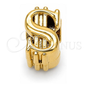Dije Love Link 05.179.0019 Oro Laminado, Diseño de Dinero, Pulido, Tono Dorado