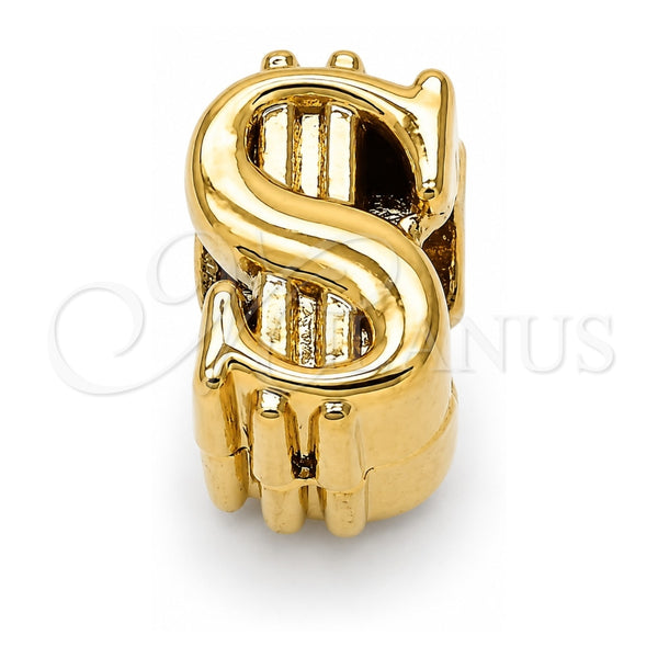 Dije Love Link 05.179.0019 Oro Laminado, Diseño de Dinero, Pulido, Tono Dorado