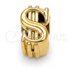 Dije Love Link 05.179.0019 Oro Laminado, Diseño de Dinero, Pulido, Tono Dorado