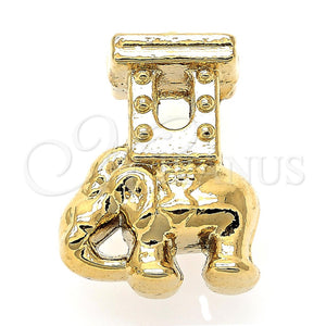 Dije Love Link 05.179.0023 Oro Laminado, Diseño de Elefante, Pulido, Tono Dorado