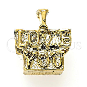 Dije Love Link 05.179.0046 Oro Laminado, Diseño de Amor, Pulido, Tono Dorado