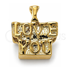 Dije Love Link 05.179.0046 Oro Laminado, Diseño de Amor, Pulido, Tono Dorado