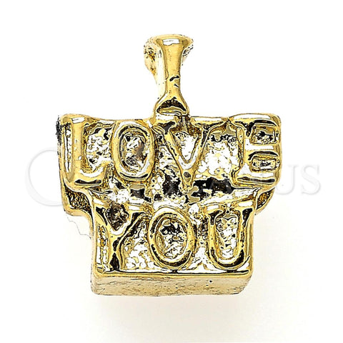 Dije Love Link 05.179.0046 Oro Laminado, Diseño de Amor, Pulido, Tono Dorado