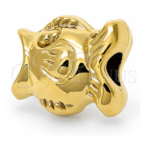 Dije Love Link 05.179.0010 Oro Laminado, Diseño de Pescado, Pulido, Tono Dorado