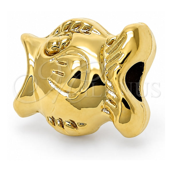 Dije Love Link 05.179.0010 Oro Laminado, Diseño de Pescado, Pulido, Tono Dorado