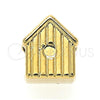 Dije Love Link 05.179.0021 Oro Laminado, Diseño de Casa, Pulido, Tono Dorado