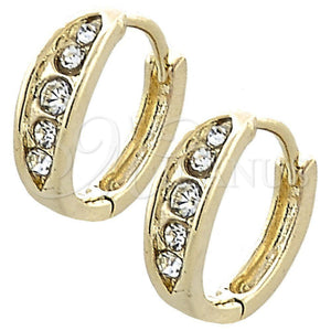 Argolla Huggie 02.165.0132 Oro Laminado, con Blanca Cristal, Pulido, Tono Dorado