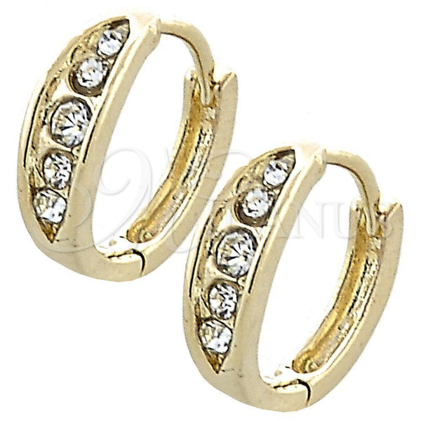 Argolla Huggie 02.165.0132 Oro Laminado, con Blanca Cristal, Pulido, Tono Dorado