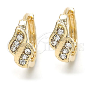 Argolla Huggie 02.165.0147 Oro Laminado, con Blanca Cristal, Pulido, Tono Dorado